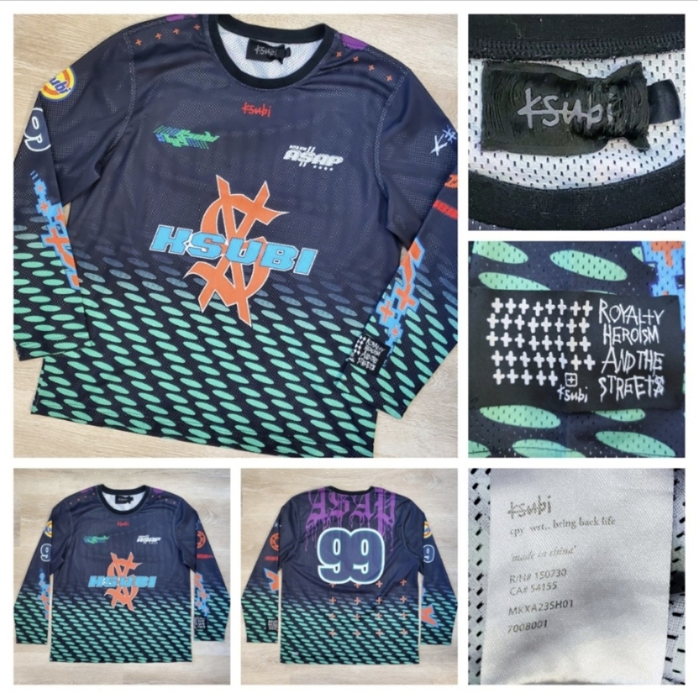 Ksubi x A$AP Tyy Moto Jersey Black Medium Limited Edition EUC Mesh